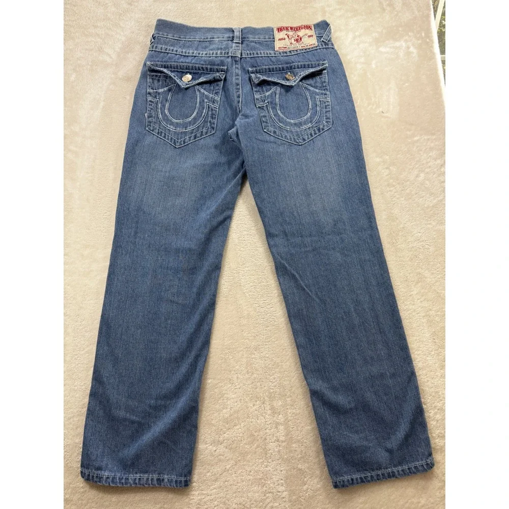 True Religion Mens Joey Super T Flap Pocket Blue Jeans 34 Meas: 34x32